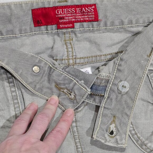 Guess ✦ Y2K Stretch Denim Mini Skirt ✦ Gray Wash Front Pockets Jean Sz 26 NWOT - Picture 6 of 9